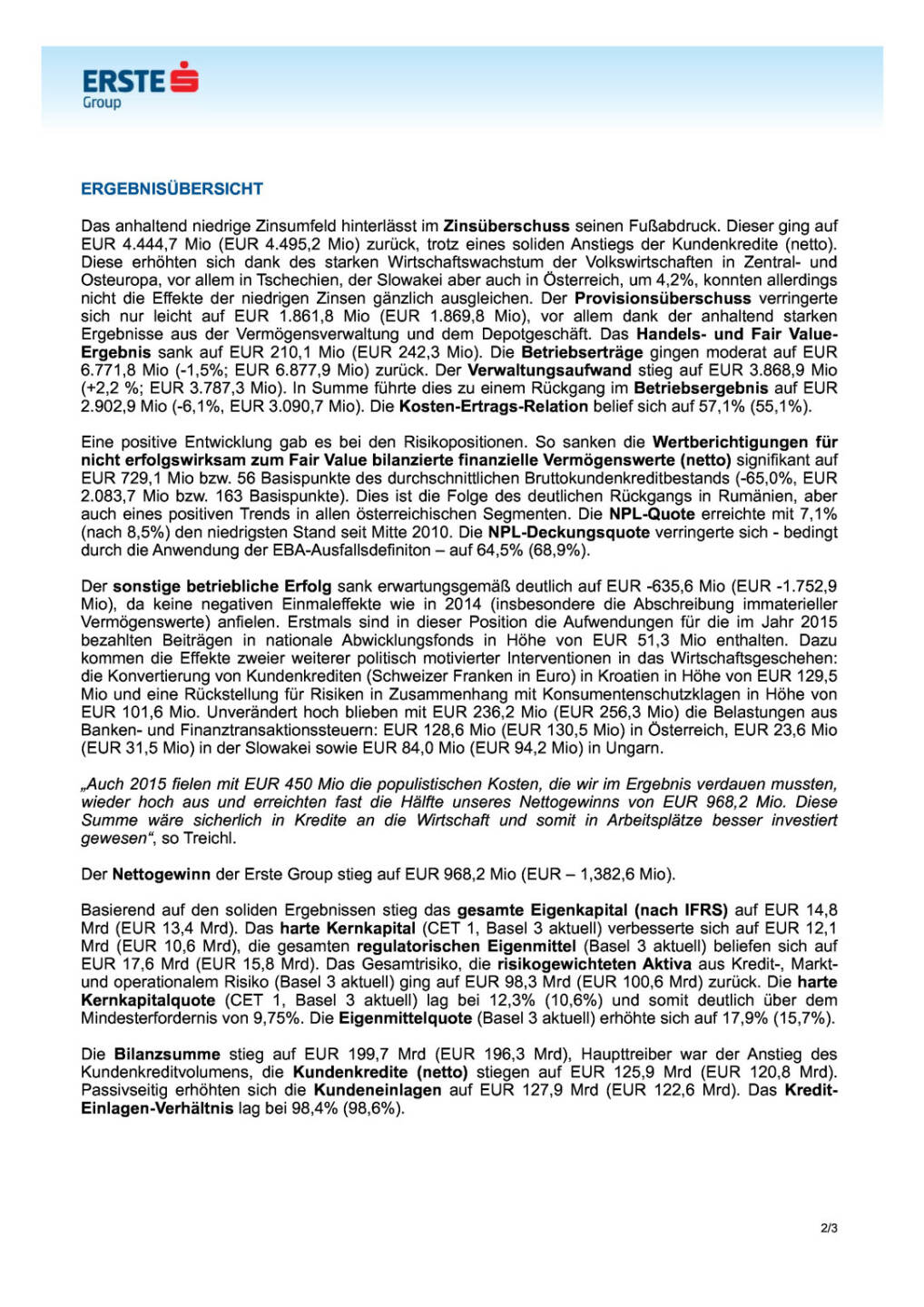 Erste Group Ergebnis 2015, Seite 2/3, komplettes Dokument unter http://boerse-social.com/static/uploads/file_690_erste_group_ergebnis_2015.pdf