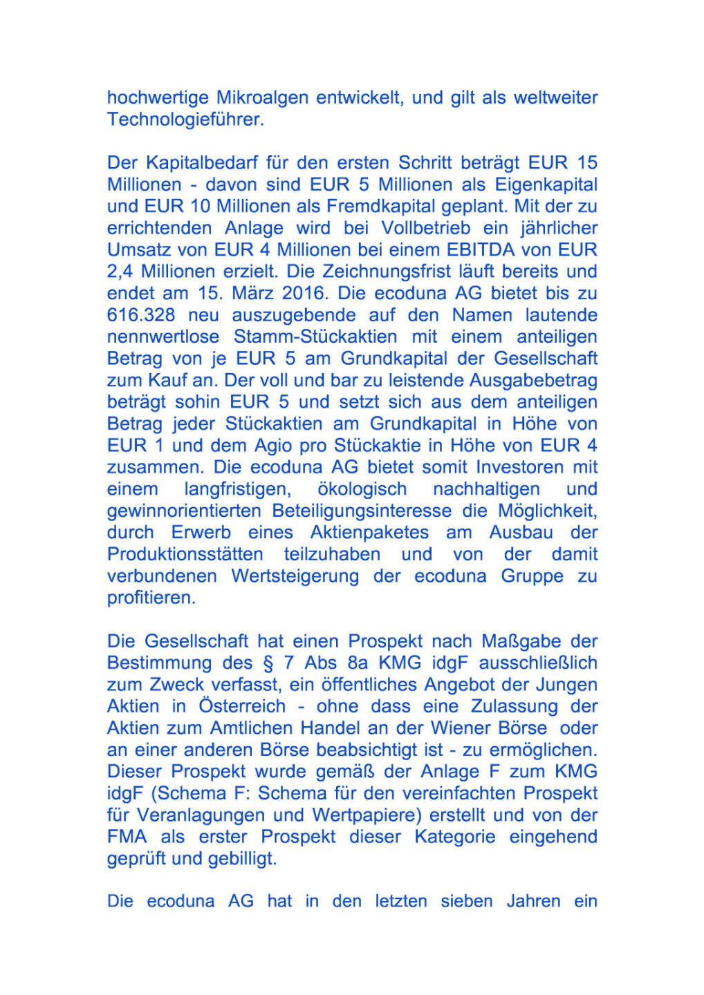 Kapitalerhöhung der ecoduna AG, Seite 2/4, komplettes Dokument unter http://boerse-social.com/static/uploads/file_699_kapitalerhohung_der_ecoduna_ag.pdf