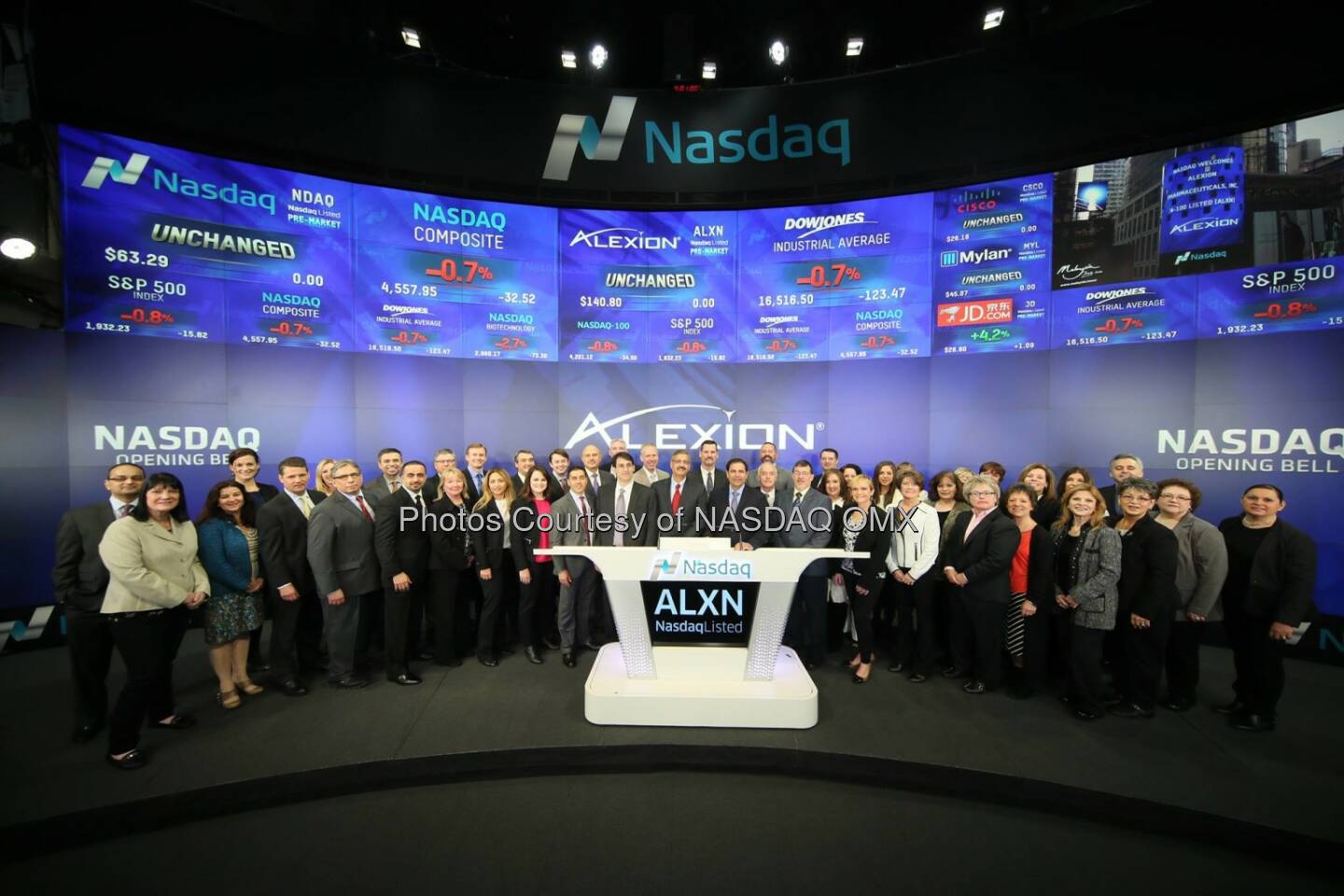 Alexion showing up in large numbers here for today's #Nasdaq opening bell! $ALXN #squadgoals  Source: http://facebook.com/NASDAQ