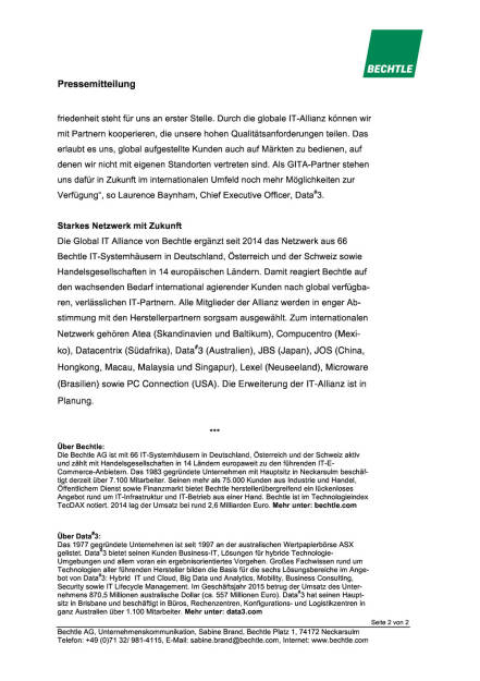 Bechtle schließt neue Partnerschaft in Australien, Seite 2/2, komplettes Dokument unter http://boerse-social.com/static/uploads/file_736_bechtle_schliesst_neue_partnerschaft_in_australien.pdf (07.03.2016) 