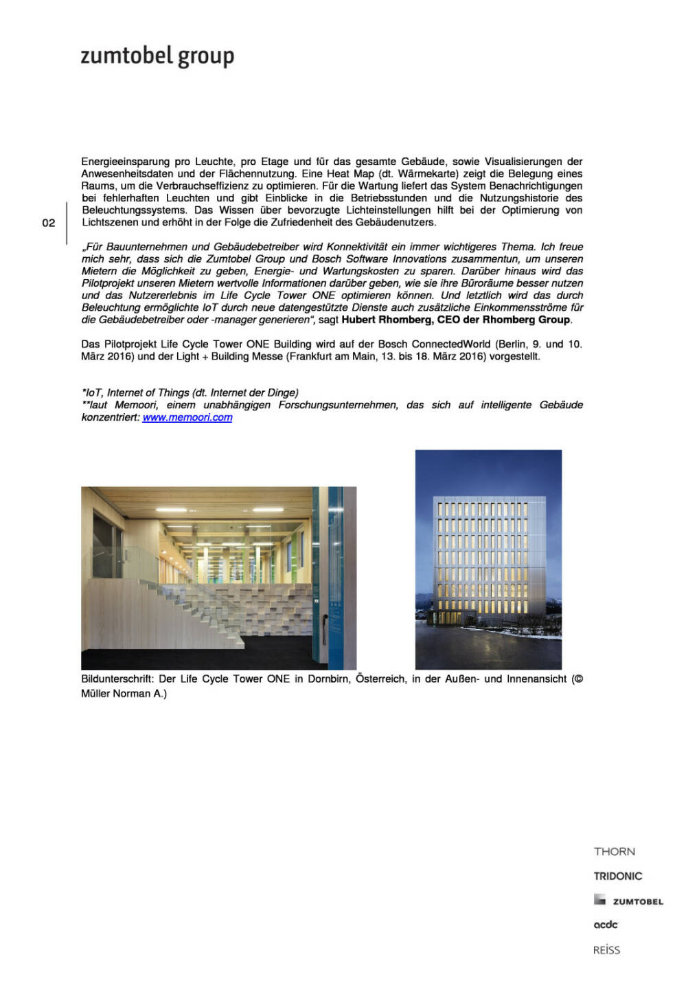 Zumtobel Group und Bosch Software Innovations kooperieren bei der Entwicklung von IoT-Lösungen, Seite 2/3, komplettes Dokument unter http://boerse-social.com/static/uploads/file_760_zumtobel_group_und_bosch_software_innovations_kooperieren_bei_der_entwicklung_von_iot-losungen.pdf