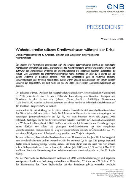 OeNB: Wohnbaukredite stützen Kreditwachstum während der Krise, Seite 1/2, komplettes Dokument unter http://boerse-social.com/static/uploads/file_768_oenb_wohnbaukredite_stutzen_kreditwachstum_wahrend_der_krise.pdf (11.03.2016) 
