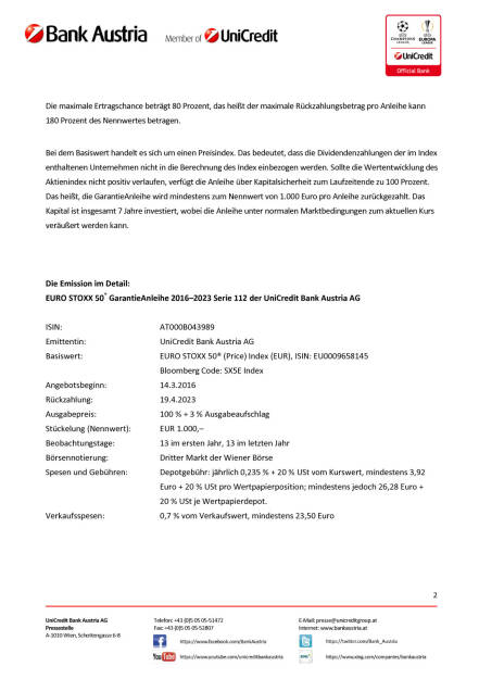 Bank Austria: Mit Kapitalsicherheit auf Ertragschancen des EURO STOXX 50® (Price) Index (EUR) setzen, Seite 2/3, komplettes Dokument unter http://boerse-social.com/static/uploads/file_777_bank_austria_mit_kapitalsicherheit_auf_ertragschancen_des_euro_stoxx_50_price_index_eur_setzen.pdf (14.03.2016) 