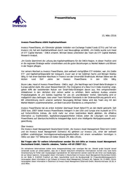 Invesco PowerShares stärkt Kapitalmarktteam, Seite 1/1, komplettes Dokument unter http://boerse-social.com/static/uploads/file_780_invesco_powershares_stärkt_kapitalmarktteam.pdf (15.03.2016) 