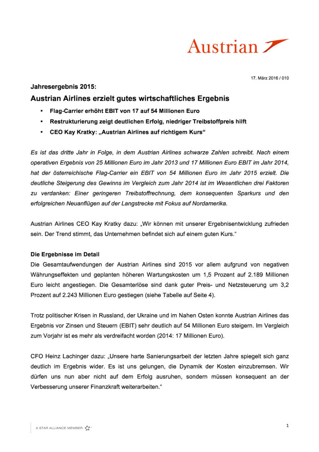 Austrian Airlines Ergebnis 2015, Seite 1/4, komplettes Dokument unter http://boerse-social.com/static/uploads/file_798_austrian_airlines_ergebnis_2015.pdf