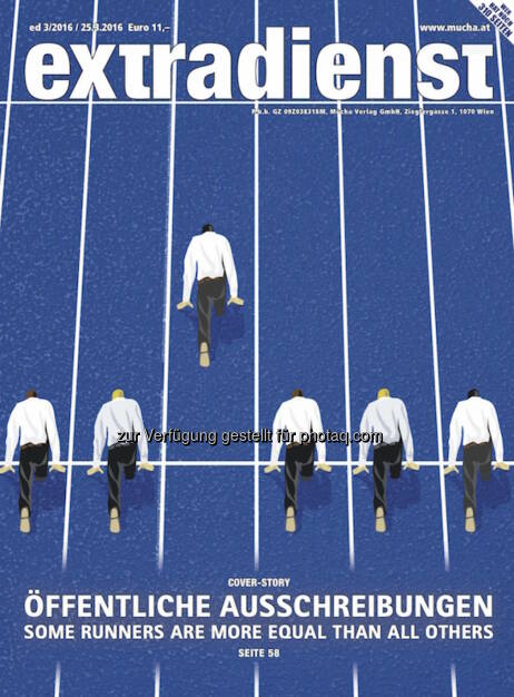 Coverillustration zu ExtraDienst 3/2016 : Die Krux mit den Ausschreibungen : Fotocredit: Mucha Verlag, © Aussender (25.03.2016) 