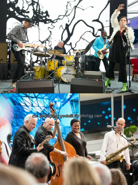 Stucky-Doran-Studer-Tacuma: Play Hendrix!, Indra Rios-Moore : Bei der Sonntagsmatinee des BMW Welt Jazz Award 2016 : Frauen-Finale beim BMW Welt Jazz Award 2016. Zwischen Indra-Rios Moore und Stucky-Doran-Studer-Tacuma: Play Hendrix! entscheidet sich am 7. Mai der Wettbewerb : © BMW AG, © Aussender (29.03.2016) 