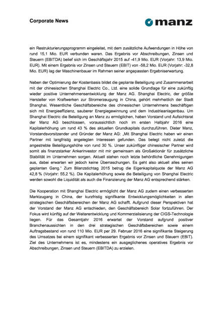 Manz Geschäftsbericht 2015 und Ausblick 2016, Seite 2/3, komplettes Dokument unter http://boerse-social.com/static/uploads/file_821_manz_geschaftsbericht_2015_und_ausblick_2016.pdf (30.03.2016) 