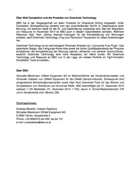 SBO übernimmt US Gesellschaft Downhole Technology, Seite 2/2, komplettes Dokument unter http://boerse-social.com/static/uploads/file_833_sbo_ubernimmt_us_gesellschaft_downhole_technology.pdf (01.04.2016) 