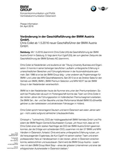 BMW Austria GmbH: Veränderung in der Geschäftsführung , Seite 1/2, komplettes Dokument unter http://boerse-social.com/static/uploads/file_840_bmw_austria_gmbh_veranderung_in_der_geschaftsfuhrung.pdf (04.04.2016) 