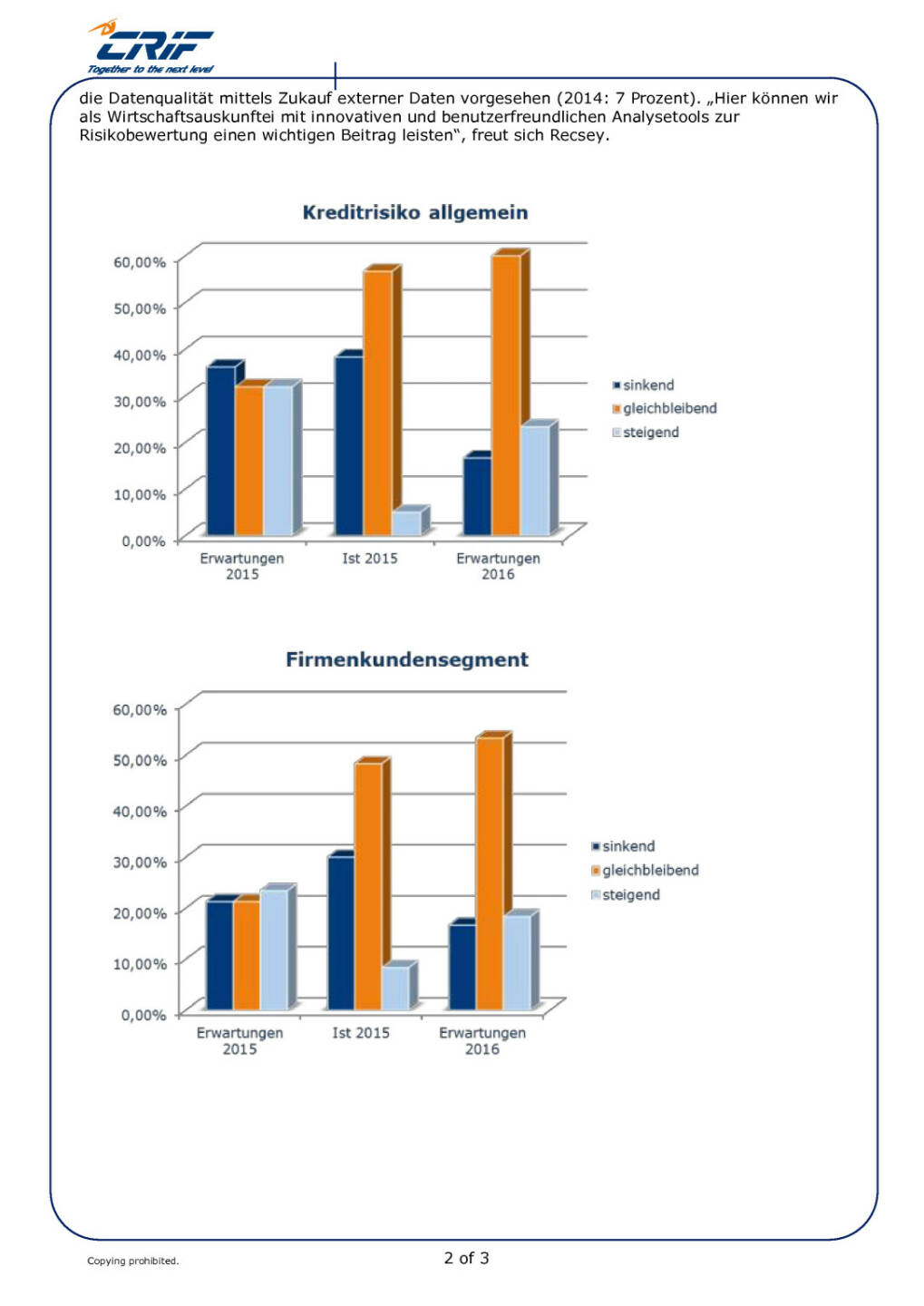 CRIF Marktbarometer: Unverändertes Kreditrisiko laut heimischen Bankenexperten, Seite 2/3, komplettes Dokument unter http://boerse-social.com/static/uploads/file_846_crif_marktbarometer_unverandertes_kreditrisiko_laut_heimischen_bankenexperten.pdf