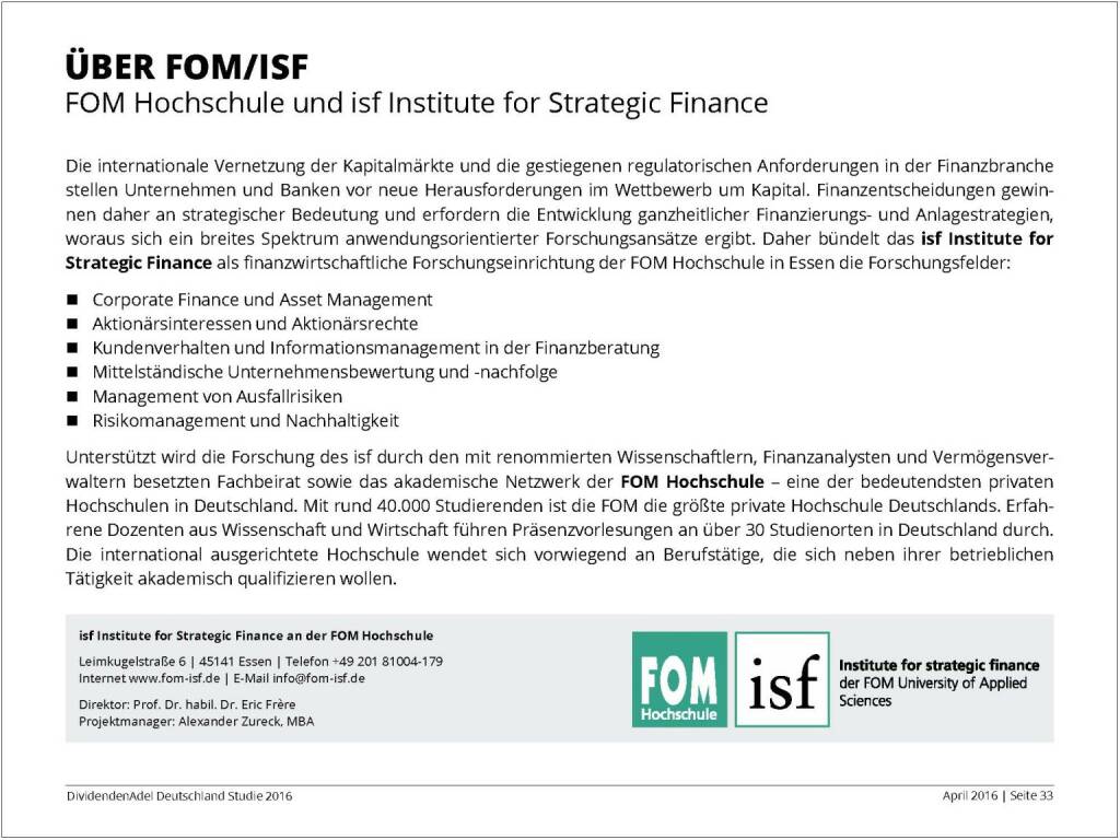 Über FOM/ISF, © Dividendenadel.de (06.04.2016) 