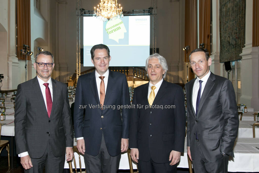 Wolfgang Wrzesniok-Roßbach (Degussa Goldhandel GmbH), Johannes Benigni (JBC Energy Group), Fritz Gattermayer (Agrana Beteiligungs AG), Markus Ploner (Spängler IQAM Invest), © Spängler IQAM Invest (07.04.2016) 