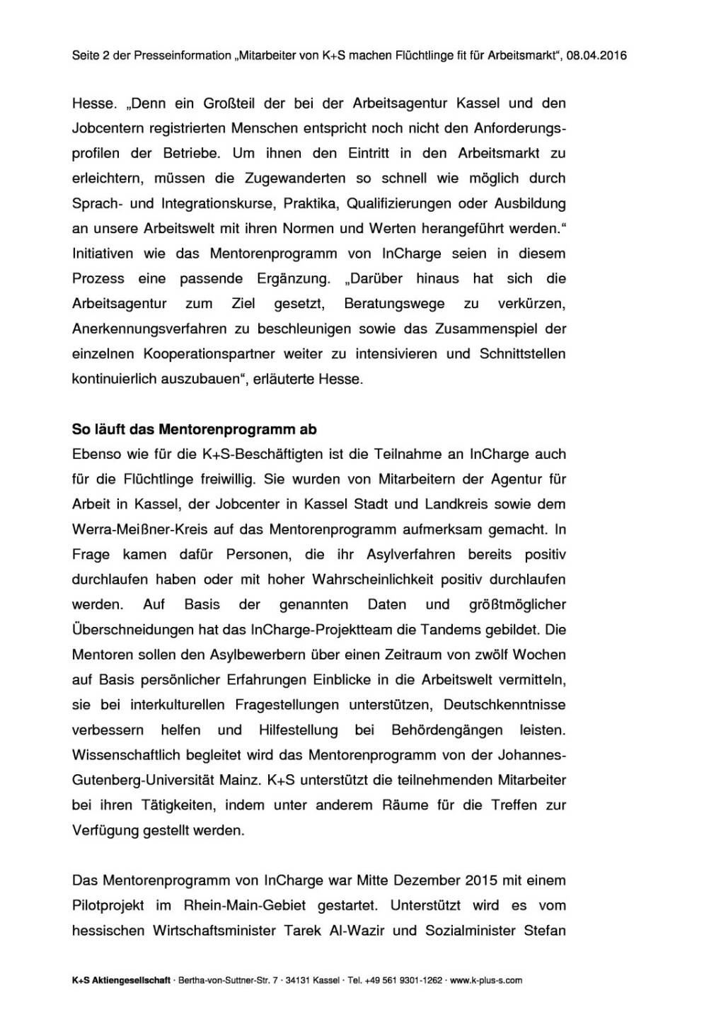 K+S AG: Mitarbeiter machen Fl&uuml;chtlinge fit f&uuml;r Arbeitsmarkt, Seite 2/4, komplettes Dokument unter http://boerse-social.com/static/uploads/file_863_ks_ag_mitarbeiter_machen_fluchtlinge_fit_fur_arbeitsmarkt.pdf