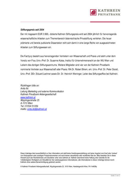 Kathrein Privatbank Stiftungspreis 2015, Seite 2/2, komplettes Dokument unter http://boerse-social.com/static/uploads/file_866_kathrein_privatbank_stiftungspreis_2015.pdf (11.04.2016) 