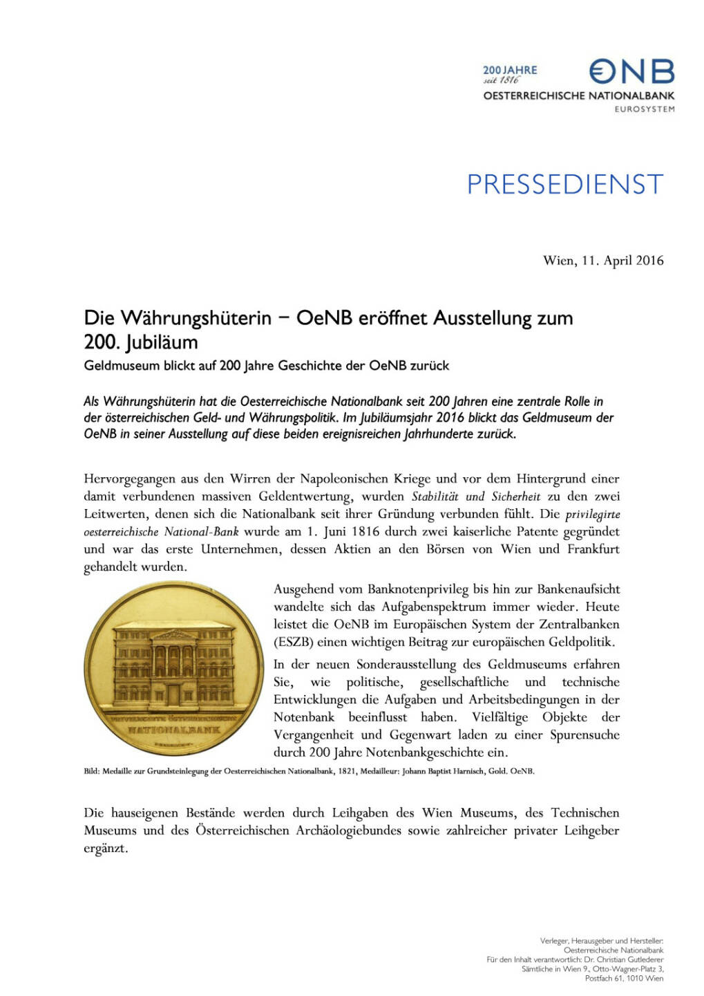 OeNB: Die Währungshüterin - Ausstellung zum  200. Jubiläum , Seite 1/2, komplettes Dokument unter http://boerse-social.com/static/uploads/file_867_oenb_die_wahrungshuterin_-_ausstellung_zum_200_jubilaum.pdf