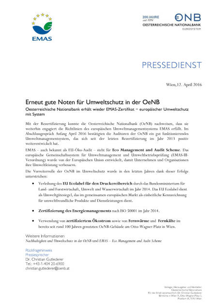 OeNB : gute Noten für Umweltschutz, Seite 1/1, komplettes Dokument unter http://boerse-social.com/static/uploads/file_871_oenb_gute_noten_fur_umweltschutz.pdf (12.04.2016) 
