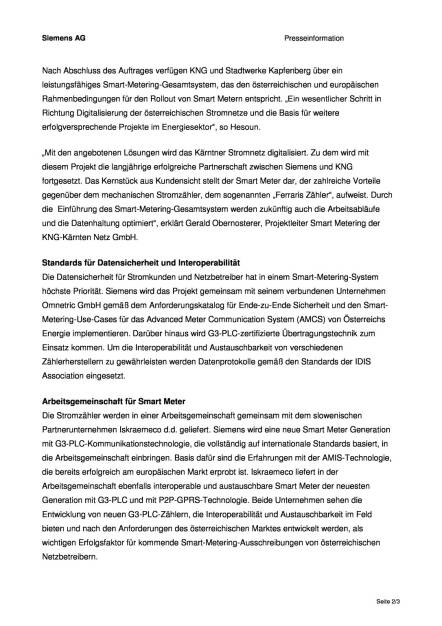 Siemens: Smart-Metering-Infrastruktur für Kärnten und Stadt Kapfenberg, Seite 2/3, komplettes Dokument unter http://boerse-social.com/static/uploads/file_874_siemens_smart-metering-infrastruktur_fur_karnten_und_stadt_kapfenberg.pdf (12.04.2016) 