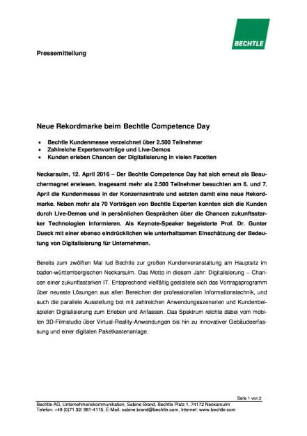 Bechtle: Neue Rekordmarke beim Competence Day, Seite 1/2, komplettes Dokument unter http://boerse-social.com/static/uploads/file_873_bechtle_neue_rekordmarke_beim_competence_day.pdf (12.04.2016) 