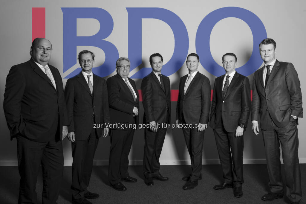 Andreas Thürridl, Andreas Bernhart, Helmut Kern, Sören Buschmann, Hannes Gsellmann, Hans Peter Hoffmann, Peter Bartos : BDO Austria Gruppe erweitert ihr Beratungsangebot : Aus Strametz & Partner GmbH wird BDO Consulting GmbH : Fotocredit: BDO Austria GmbH/Pichler, © Aussendung (14.04.2016) 