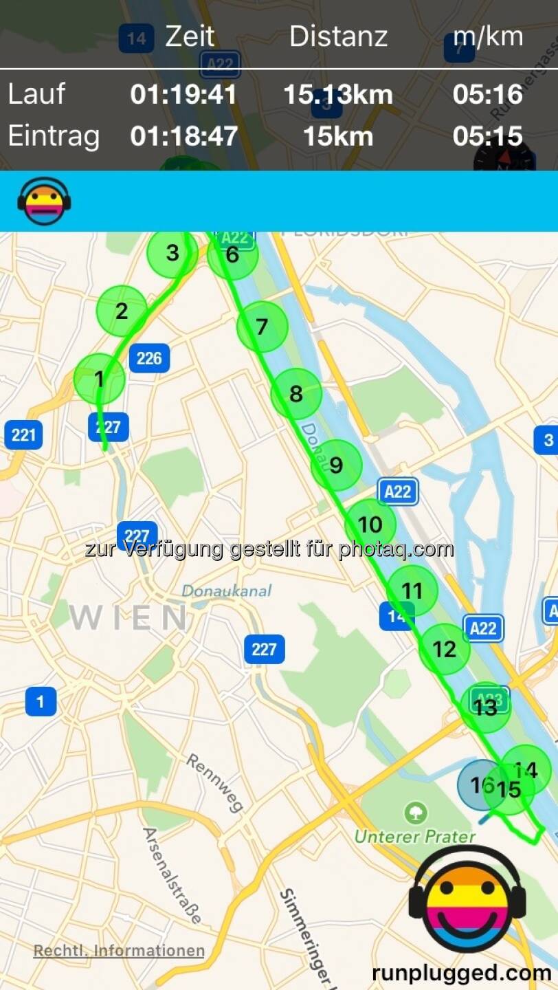 19k gelaufen, dann abgedreht, wegen ein paar Videos im Prater