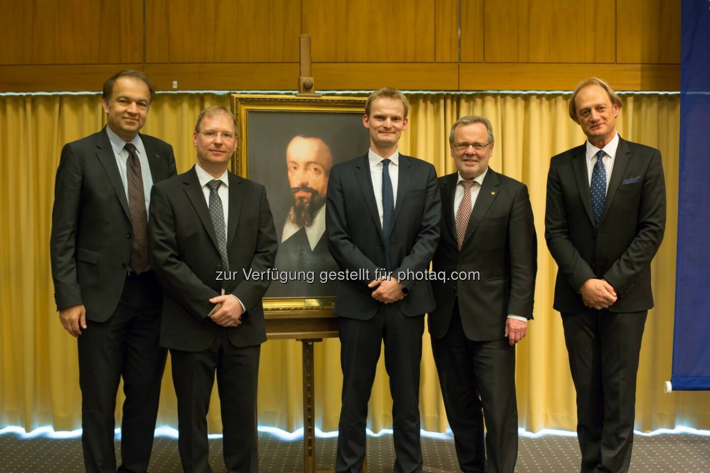 Meinhard Lukas (Rektor), Harald Pretl, Robert Wille, Richard Hagelauer (Altrektor), Alois Ferscha (Dekan) : Traditionelle Antrittsvorlesungen der Wissenschafter Harald Pretl und Robert Wille (beide Institut für Integrierte Schaltungen) vor mehr als 100 Gästen in den Repräsentationsräumen der Universität : Fotocredit: JKU/Atzmüller