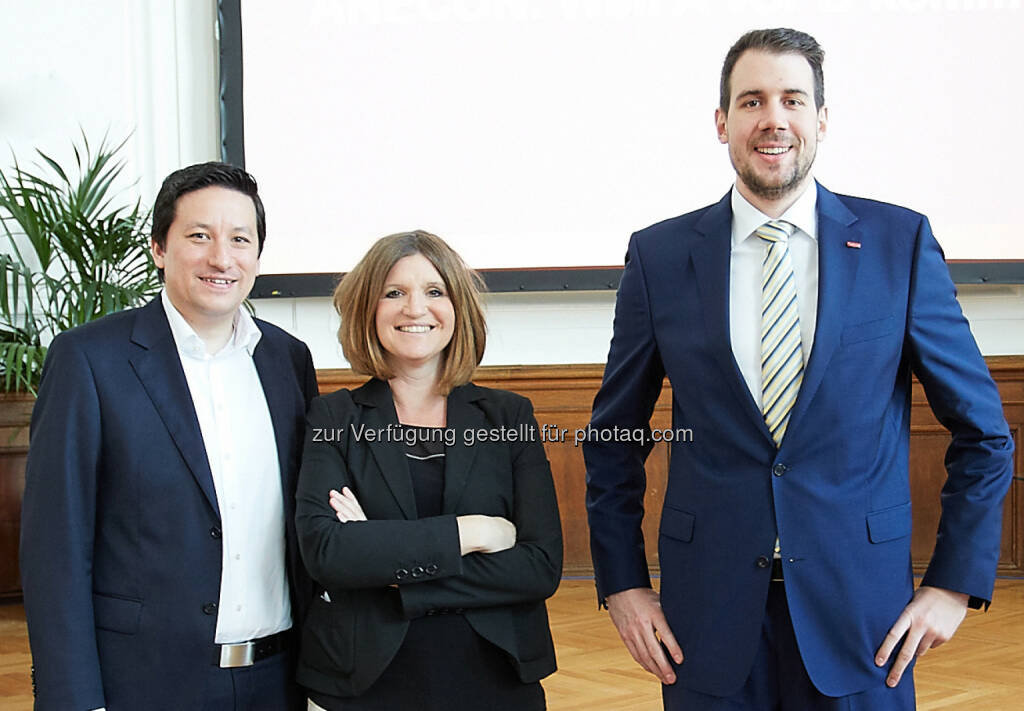 Gregor Habinger (Leitung Software Development Improvement), Eva Winterer (Leitung Marketing & PR), Christofer David (Leitung, Application & Project Implementation) : Auf dem Weg zur Strategieumsetzung „Anecon 2020“ verstärken drei Neuzugänge das Management-Team : Fotocredit: Anecon/Preiss, © Aussendung (18.04.2016)