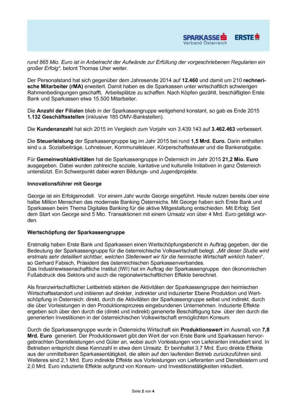 Erste Bank und Sparkassen Betriebsergebnis, Seite 2/4, komplettes Dokument unter http://boerse-social.com/static/uploads/file_920_erste_bank_und_sparkassen_betriebsergebnis.pdf