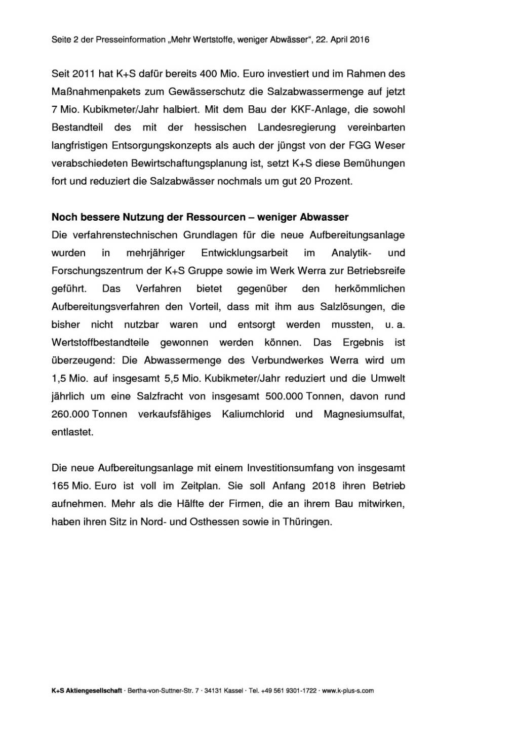 K+S AG: Richtfest f&uuml;r neue Aufbereitungsanlage, Seite 2/4, komplettes Dokument unter http://boerse-social.com/static/uploads/file_933_ks_ag_richtfest_fur_neue_aufbereitungsanlage.pdf