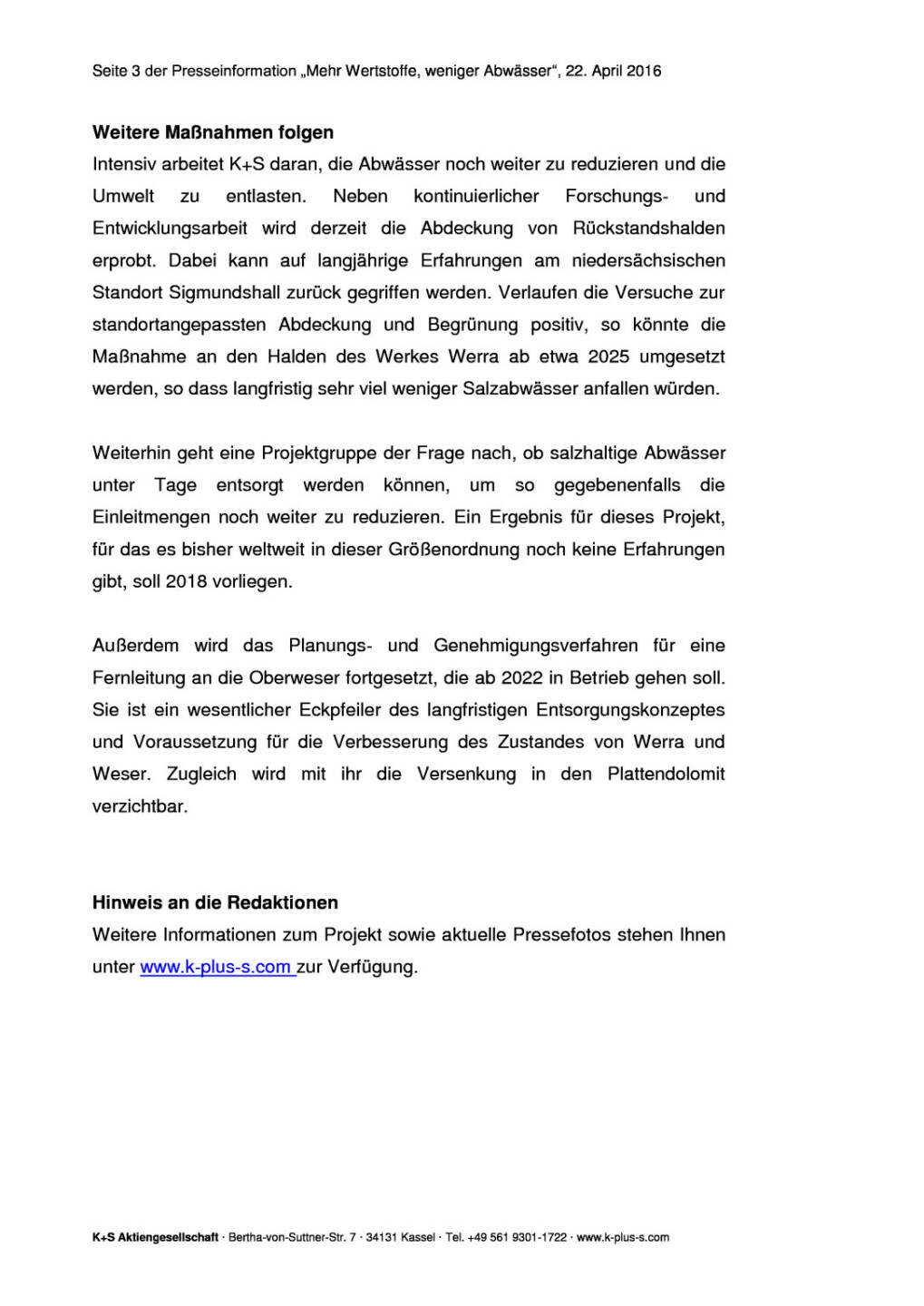 K+S AG: Richtfest f&uuml;r neue Aufbereitungsanlage, Seite 3/4, komplettes Dokument unter http://boerse-social.com/static/uploads/file_933_ks_ag_richtfest_fur_neue_aufbereitungsanlage.pdf