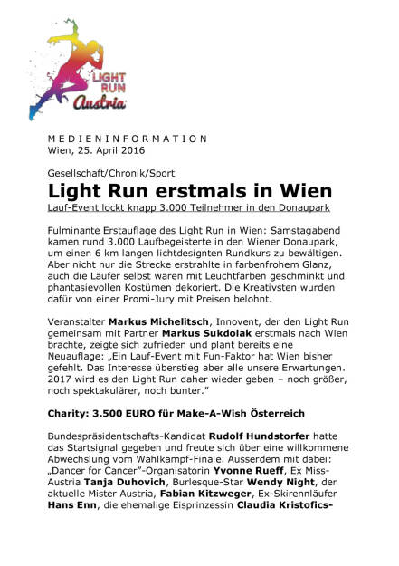 Light Run 2016 erstmals in Wien, Seite 1/2, komplettes Dokument unter http://boerse-social.com/static/uploads/file_936_light_run_2016_erstmals_in_wien.pdf (25.04.2016) 