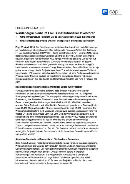 re:cap: Windenergie bleibt im Fokus institutioneller Investoren, Seite 1/2, komplettes Dokument unter http://boerse-social.com/static/uploads/file_937_recap_windenergie_bleibt_im_fokus_institutioneller_investoren.pdf (25.04.2016) 