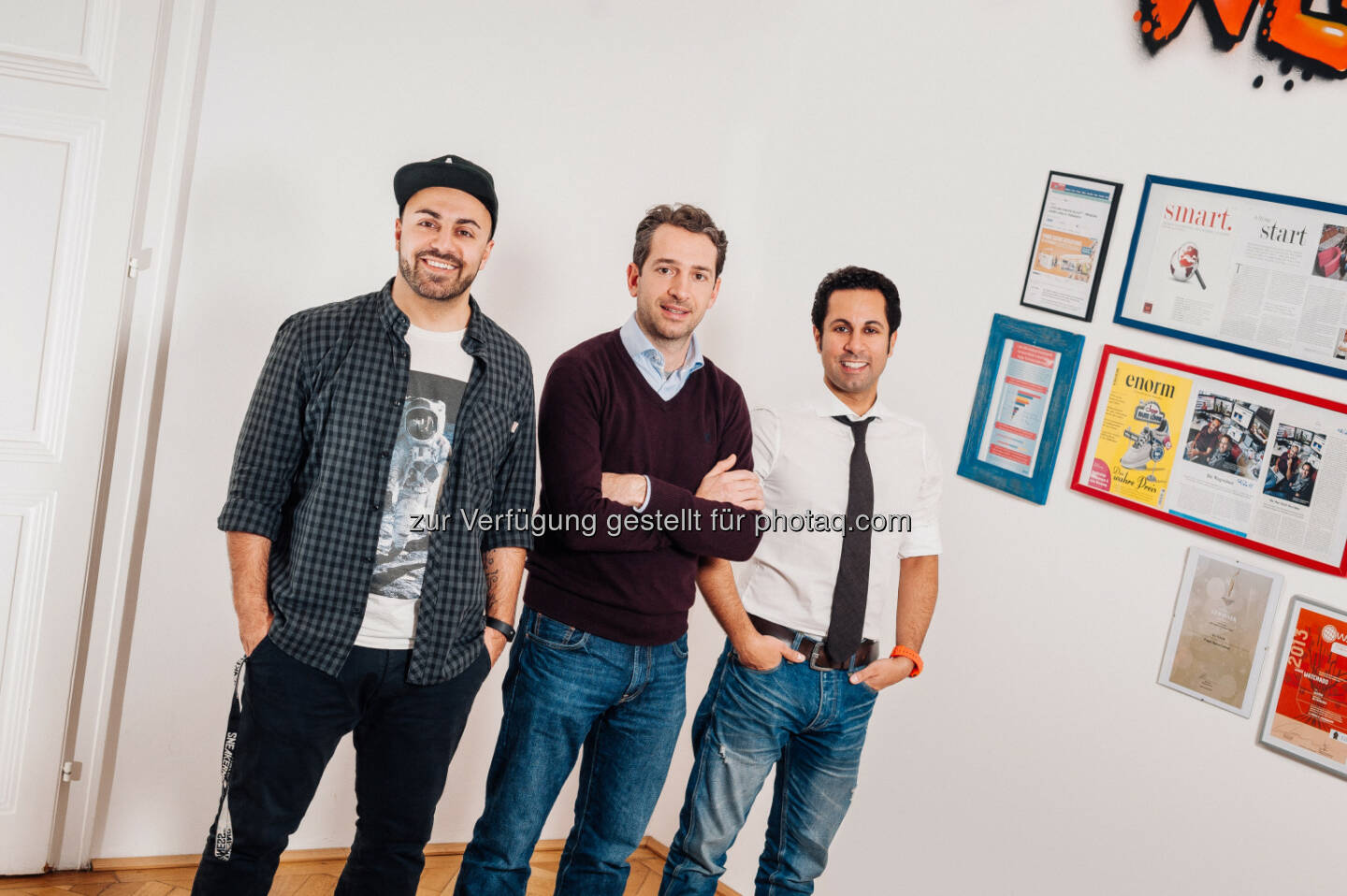 Ali Mahlodji (Co-Founder von whatchado), Lucanus Polagnoli (CFO von whatchado), Jubin Honarfar (CEO von whatchado) : Vom Kunden zum Investor: EVVA und Umdasch investieren in whatchado : Fotocredit: Jubin Honarfar, CEO von whatchado