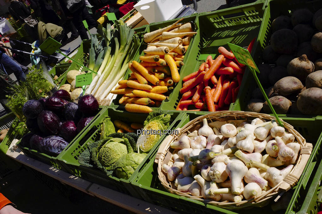 Markt, Gemüse, Karotten, Knoblauch, Kohl (13.04.2013) 