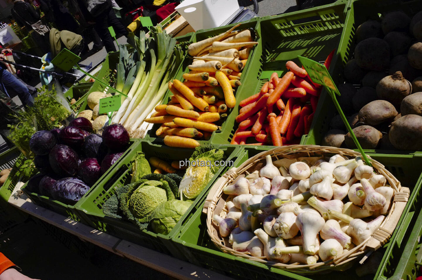 Markt, Gemüse, Karotten, Knoblauch, Kohl