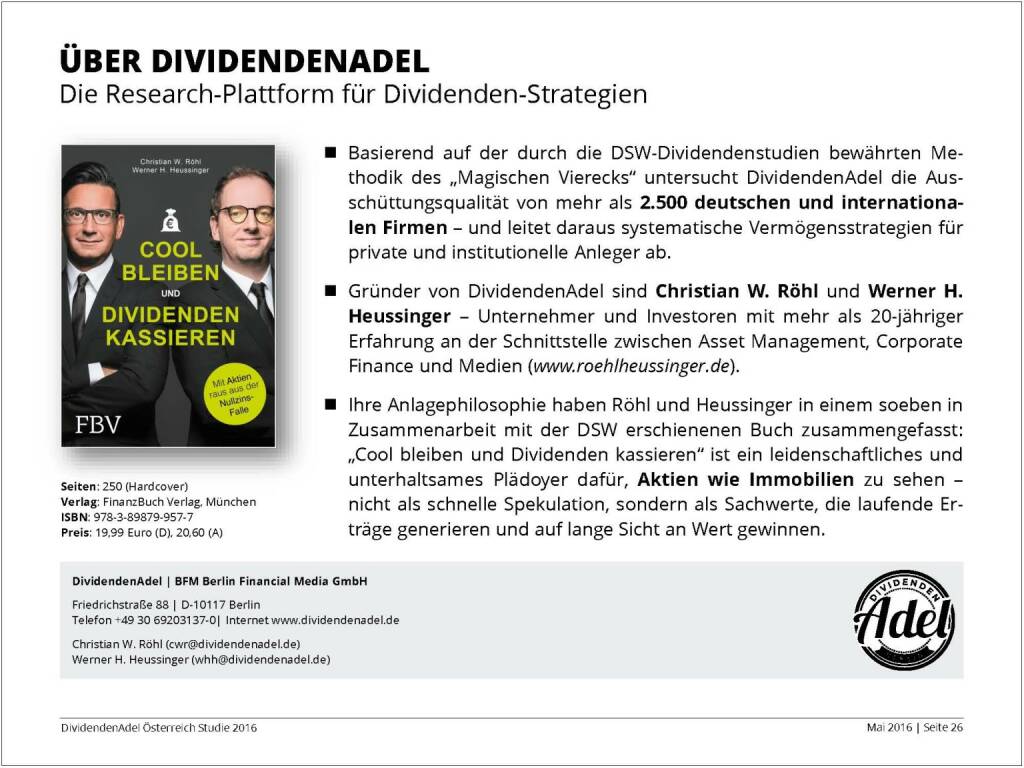 Dividendenstudie - Über Dividendenadel, © BSN/Dividendenadel.de (06.05.2016) 