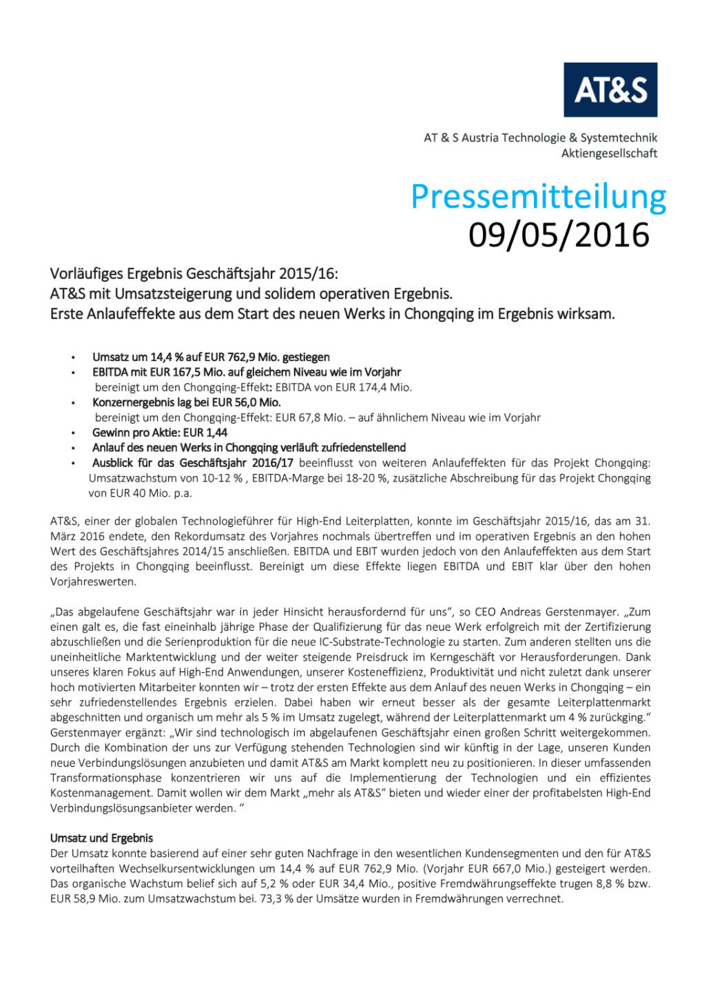 AT&S: Vorl&auml;ufiges Ergebnis Gesch&auml;ftsjahr 2015/16, Seite 1/4, komplettes Dokument unter http://boerse-social.com/static/uploads/file_1024_ats_vorlaufiges_ergebnis_geschaftsjahr_201516.pdf