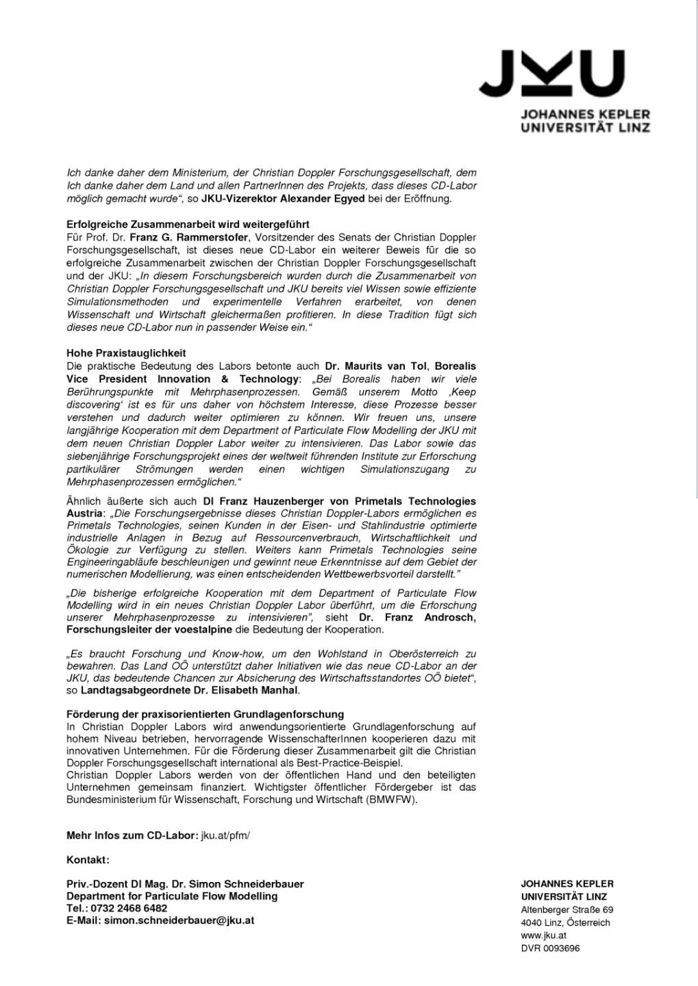Johannes Kepler Universit&auml;t: Neues Christian Doppler Labor er&ouml;ffnet, Seite 2/2, komplettes Dokument unter http://boerse-social.com/static/uploads/file_1029_johannes_kepler_universitat_neues_christian_doppler_labor_eroffnet.pdf