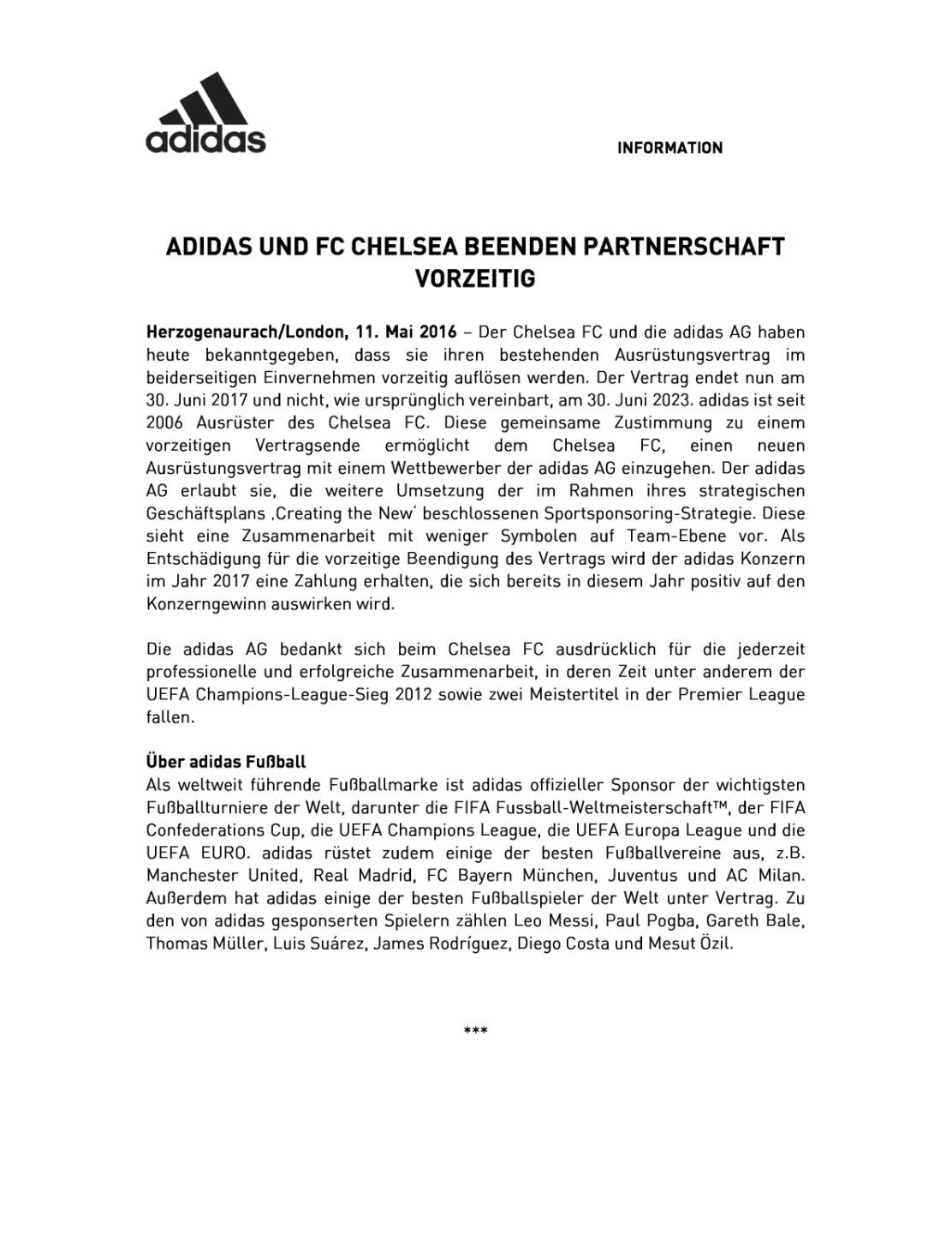 adidas und FC Chelsea beenden Partnerschaft, Seite 1/2, komplettes Dokument unter http://boerse-social.com/static/uploads/file_1045_adidas_und_fc_chelsea_beenden_partnerschaft.pdf