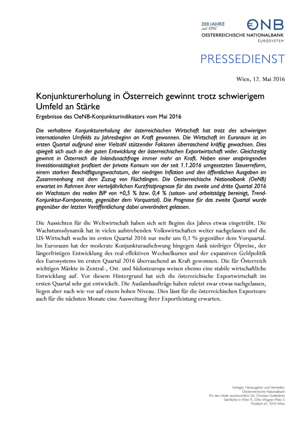 OeNB: Konjunkturerholung in Österreich, Seite 1/3, komplettes Dokument unter http://boerse-social.com/static/uploads/file_1050_oenb_konjunkturerholung_in_osterreich.pdf
