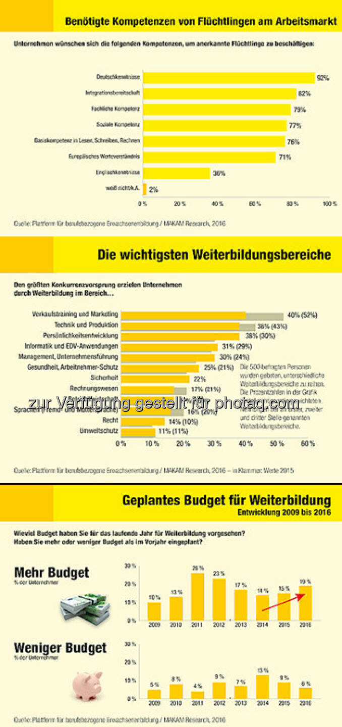 Grafiken zur Weiterbildung : Weiterbildung liefert wichtigen Beitrag zur Integration : Fotocredit: Plattform für berufsbezogene Erwachsenenbildung