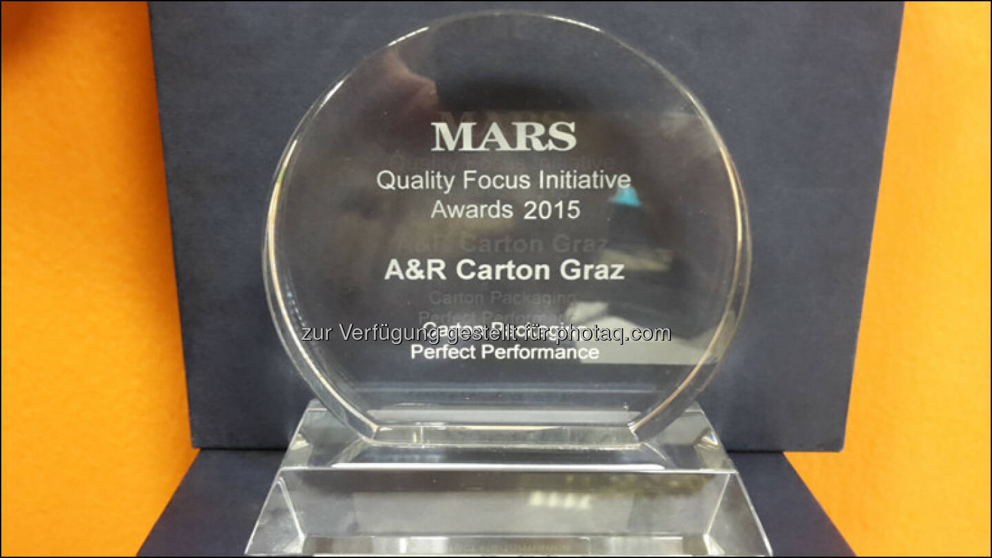 A&R Carton Graz mit Quality Award des Mars Konzerns ausgezeichnet : Fotocredit: A&R Carton Graz 