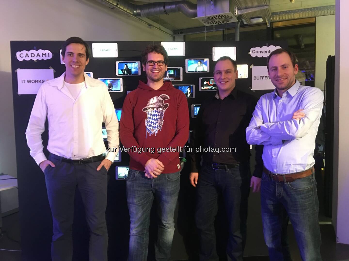 Thomas Kuehn, Andreas Dotzler, Maximilian Riemensberger, Michael Heindlmaier (Team von Cadami) : Cadami ermöglicht mobiles Videostreaming ohne störende Ladezeiten : Fotocredit: Cadami