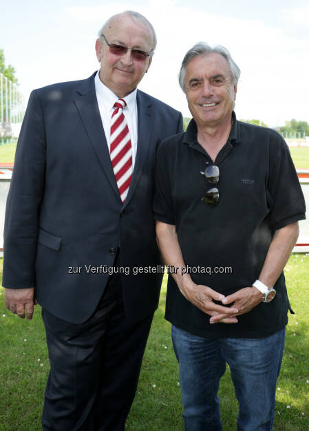 Johann Gartner (NÖFV-Präsident), Hans Huber (Ex-Chef ORF/Sport) :  Coca-Cola Cup Landesfinale in St. Pölten : Fotocredit: Coca-Cola/GEPA, © Aussendung (26.05.2016) 