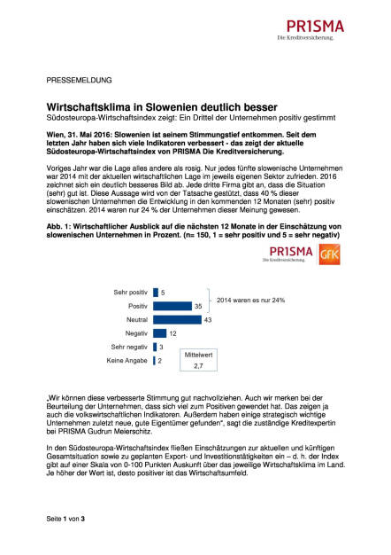 Prisma Die Kreditversicherung.: Wirtschaftsklima in Slowenien deutlich besser, Seite 1/3, komplettes Dokument unter http://boerse-social.com/static/uploads/file_1137_prisma_die_kreditversicherung_wirtschaftsklima_in_slowenien_deutlich_besser.pdf (31.05.2016) 