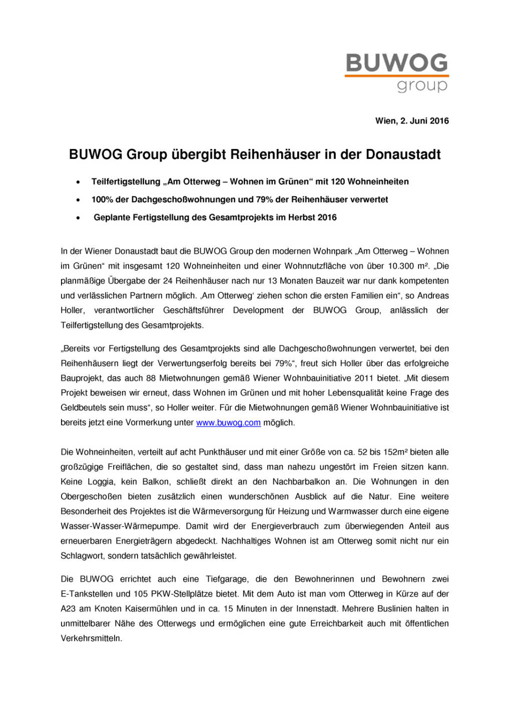 Buwog Group: Teilfertigstellung Wohnpark „Am Otterweg“, Seite 1/2, komplettes Dokument unter http://boerse-social.com/static/uploads/file_1158_buwog_group_teilfertigstellung_wohnpark_am_otterweg.pdf
