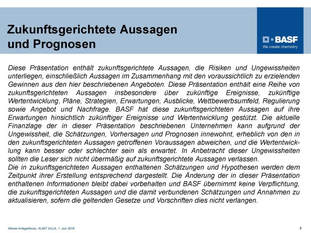 BASF - Aussagen und Prognosen (06.06.2016) 