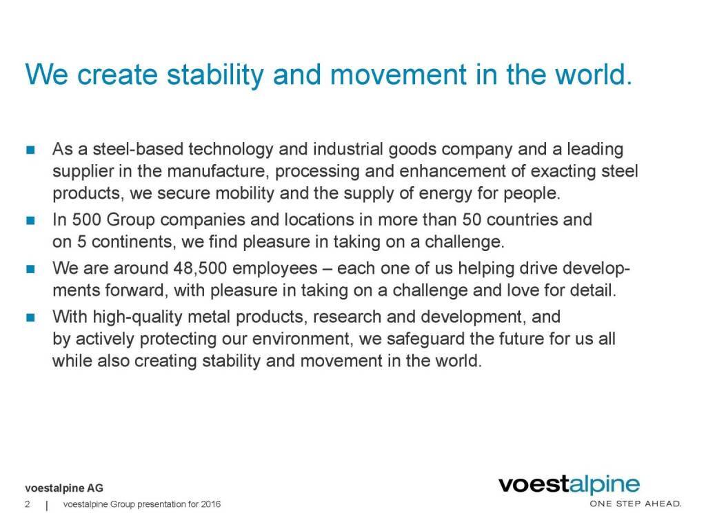 voestalpine - We create stability and movement in the world. (06.06.2016) 