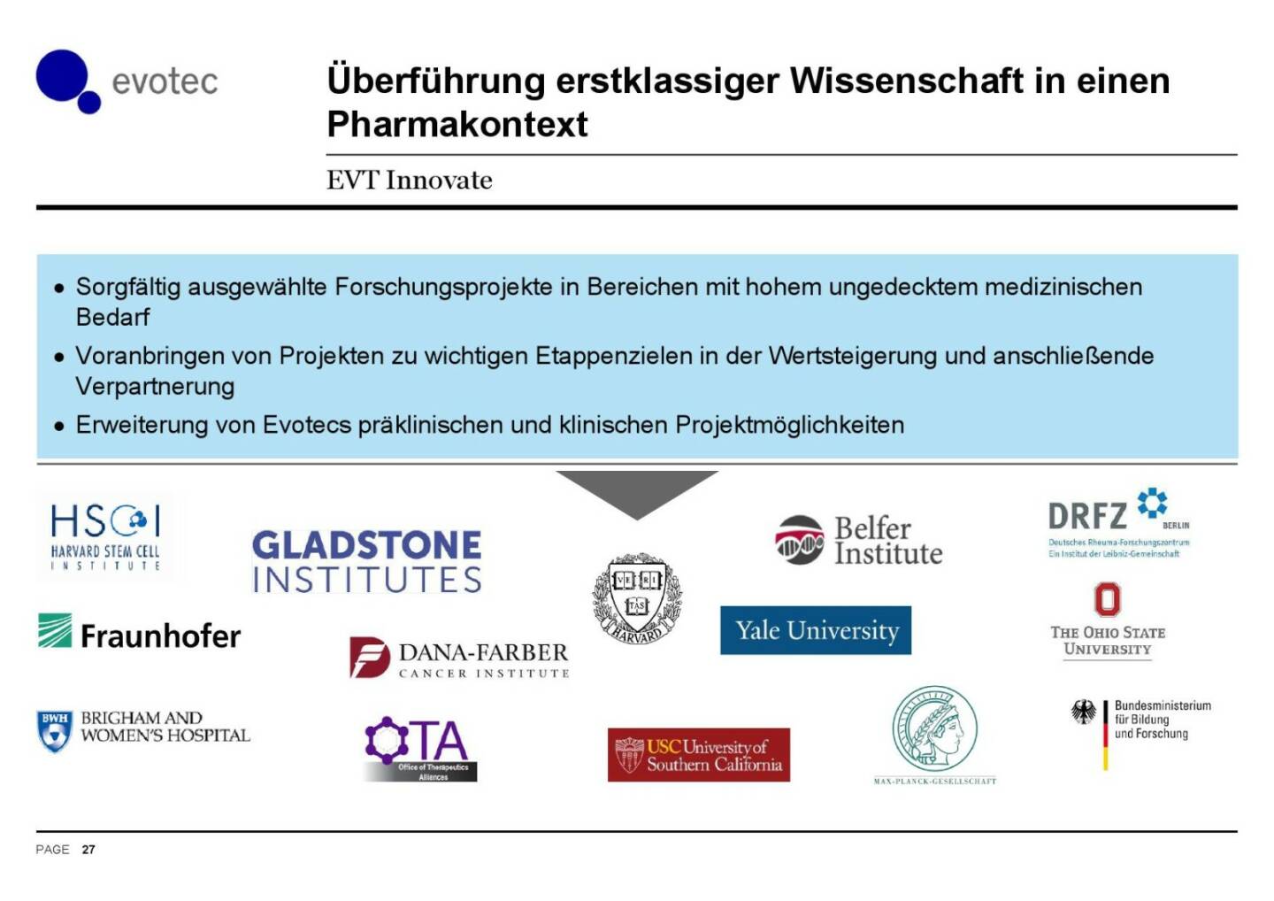Evotec - Überführung Wissenschaft in Pharmakontexkt