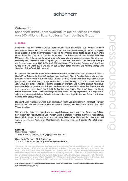 Schönherr berät Bankenkonsortium, Seite 1/1, komplettes Dokument unter http://boerse-social.com/static/uploads/file_1184_schonherr_berat_bankenkonsortium.pdf (08.06.2016) 